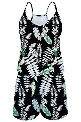 TUONROAD Jumpsuits TUONROAD Damen Jumpsuit Vintage Druck Frauen Playsuit Ärmellos Elegant Overall Kurz Boho Romper Sommer Casual Party Hochzeit Jumpsuit S-XL