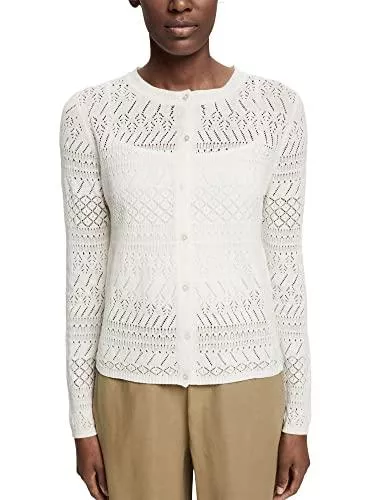 ESPRIT Strickjacken ESPRIT Collection Aus Leinen-Mix: Cardigan mit Häkelspitze