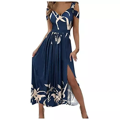 Graceyo Cocktail Sommerkleid Damen Abendkleid Sexy Trägerlos Aushöhlen Neckholder Hohe Taille Maxikleid mit Schlitz Elegant Lange Kleider Cocktailkleid Abendkleider Maxikleider Lang Partykleid Ballkleid Festkleid