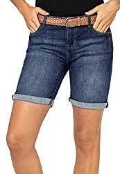 Sublevel Shorts Sublevel Damen Denim Bermudas mit Flechtgürtel Kurze Jeans