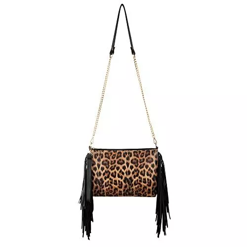 CHIC DIARY Taschen & Rucksäcke CHIC DIARY Umhängetasche mit Fransen Quaster Handtasche Clutch Leopard/ Zebra Muster Schultertasche Crossbody Bag Damen