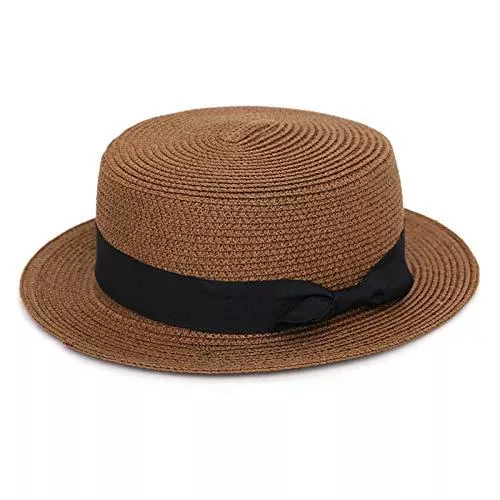Elonglin Hüte & Mützen Elonglin Damen Mädchen Jungen Flacher Hut Schleife Strohhut Strand Sonnenhüte atmungsaktiv schnell trocknend Sommer im Urlaub