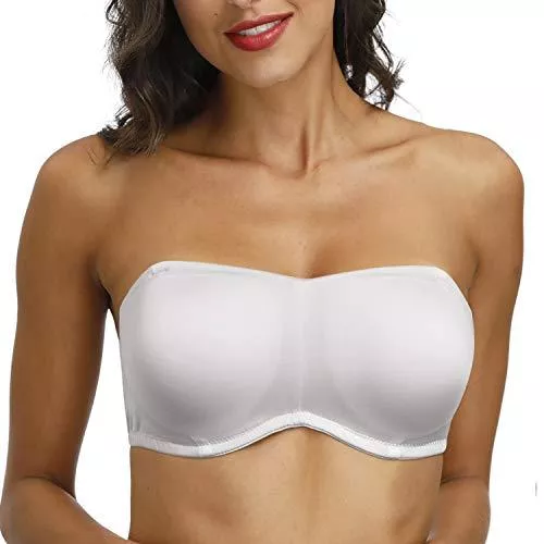 DHX Unterwäsche & Dessous DHX Damen Trägerloser Bandeau-BH mit transparenten Trägern Multiway abnehmbare Pads Übergröße BHs für große Büste