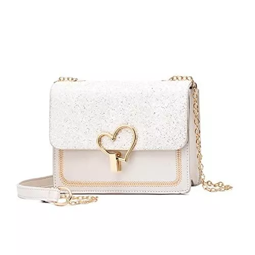 ANPTER Taschen & Rucksäcke Damen-Umhängetaschen Klein Damen Schultertasche Handy-Umhängetasche Glitzernd Umhängetasche Mode Geldbörse Reisepass Handytasche Shoulder Bag Crossbody Tasche für Frauen Mädchen (Weiß Umhängetaschen)