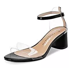 Castamere Sandalen & Slides Castamere Damen Peep Toe Sandalen Transparent Ankle Strap Blockabsatz 5CM Mittel Heels