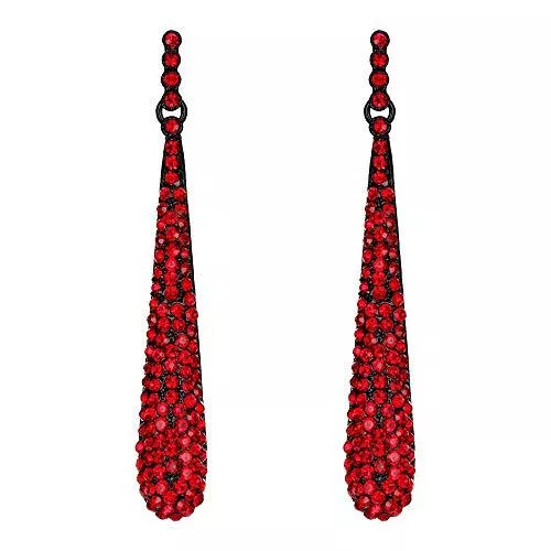 Clearine Schmuck Clearine Ohrringe Voll Kristall Diamant Teardrop Lange Ohrstecker für Damen Party Klar Silber-Ton