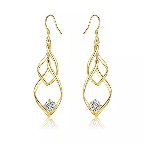 JEWTOP Schmuck Ohrringe Silber 925 Gold Ohrstecker für Damen Herren Mädchen, Ohrhänger mit 5A Zirkonia Ohrringe Hängend