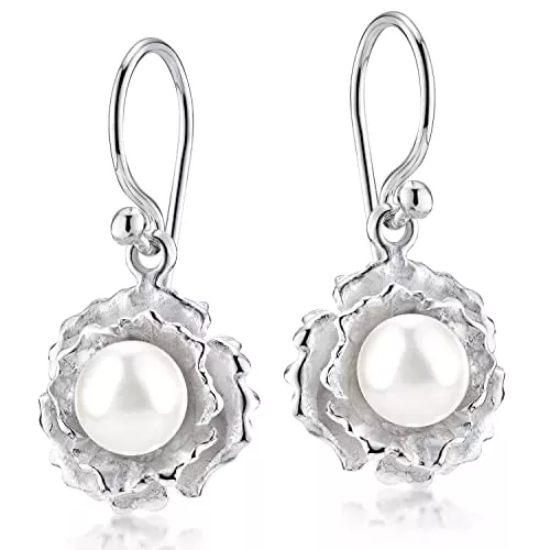 MATERIA by Matthias Wagner Schmuck MATERIA by Matthias Wagner Perlen Ohrhänger Silber 925 Blume mit Süßwasserzuchtperle weiß SO-267