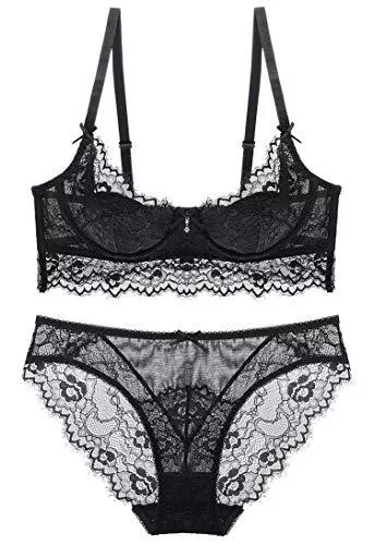SHEKINI Unterwäsche & Dessous SHEKINI Damen Unterwäsche Set BH Und Slip Spitze Bügel BH Set Ungefüttert Dünn Lingerie Unterwäsche mit Hakenverschluss