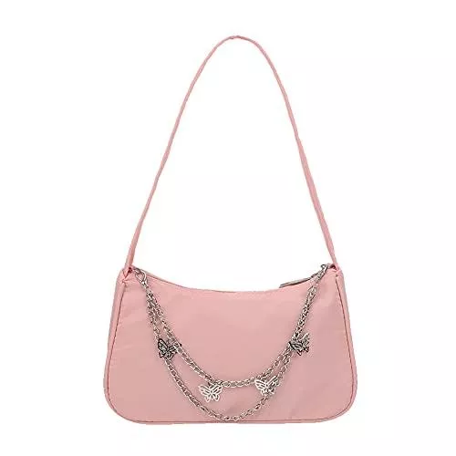 ARVALOLET Taschen & Rucksäcke ARVALOLET Y2k Bag，Umhängetaschen, Geldbörsen unter den Armen,Handtaschen, Candy Farbe Nylon Umhängetasche Lady Schmetterling Kette Design Handtasche Achsel Tasche (Nylon Schmetterling)