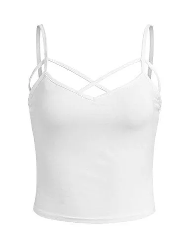 SweatyRocks Tops SweatyRocks Damen Spaghetti Strap Crop Top Criss Cross Camisole Tank Tops