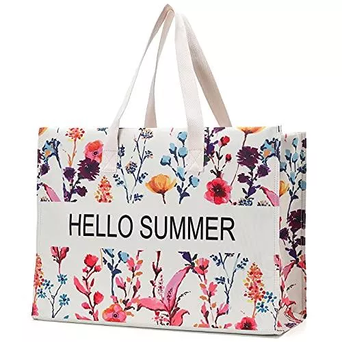 JANSBEN Taschen & Rucksäcke JANSBEN Strandtasche Damen XXL Shopper Schultertasche Canvas Beach Bag,Große Strandtasche 48L,Umhängetaschen,mit Reißverschluss