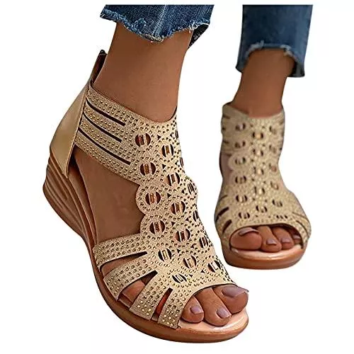 Blingko Sandalen & Slides Blingko Sandalen Damen Flach 42 Lässig Riemchensandalen Frauen Mädchen Sandaletten Leicht Bequem Sommersandalen Atmungsaktiv Strand Sandale Sandaletten Slide Sandal Sandalen Damen mit Absatz Weiß