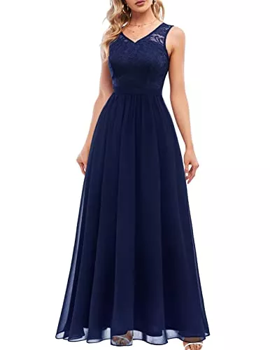 DRESSTELLS Cocktail DRESSTELLS Damen Abendkleider Elegant für Hochzeit Cocktailkleid Spitzen Ballkleider Maxilang