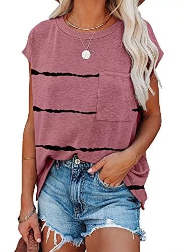Dokotoo T-Shirts Dokotoo T-Shirt Damen Sommer Oberteile Basic Kurzarm Rundhals Tee Tops Casual Loose Shirts Blusen S-XXL