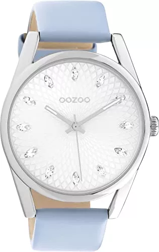 Oozoo Uhren Oozoo Damen Armbanduhr mit Lederarmband und zwölf Cubic Zirkonia auf dem Mandala Zifferblatt 42 MM Durchmesser in verschiedenen Variationen