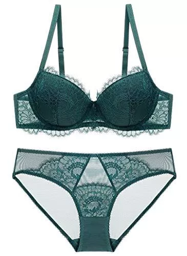 SHEKINI Unterwäsche & Dessous SHEKINI Damen Bügel BH Set Spitze BH und Slip Push Up BH Set Lingerie Set mit Hakenverschluss und Verstellbare Träger