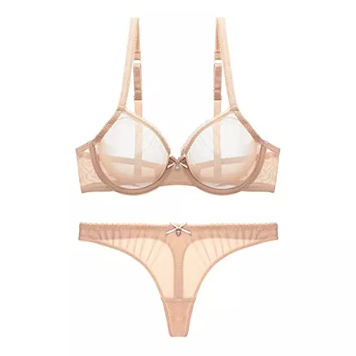 YUANCHNG Unterwäsche & Dessous YUANCHNG Ungefütterte Pailletten-Dessous, Stringgarn, Unterwäsche, atmungsaktiv, CDE BH-Set