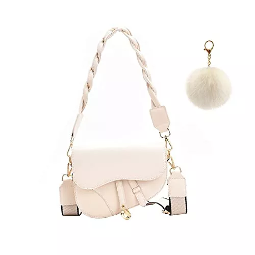 BLUEEE CHECKERS Taschen & Rucksäcke Umhängetasche Damen kleine,Retro Saddle Bag mit 2 Schultergurte,Crossbody Bag Damen,Frau Vintage Shoulder Crossbody Handtasche Tragetasche Multifunktionstasche,Fashion Gifts für Frauen,Beige
