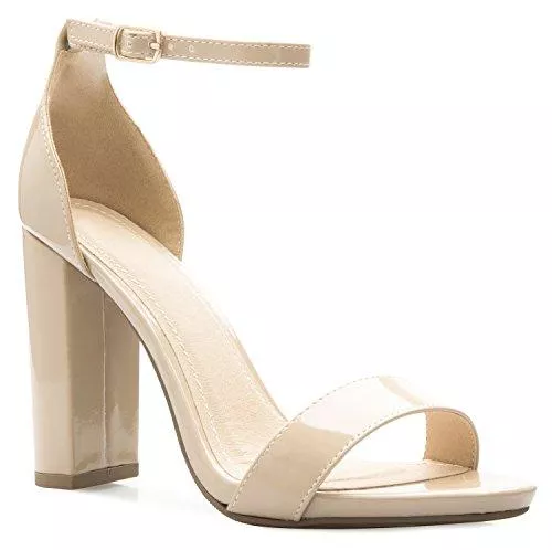 Olivia K High Heels Olivia K Damen Riemchen, klobiger Block, hoher Absatz, formell, Hochzeit, Party, einfache klassische Pumpe