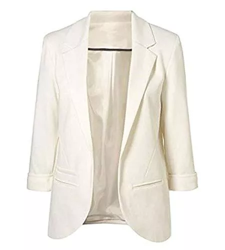 JIER-Ms. Jacke Blazer JIER Damen 3/4 Ärmel Blazer Elegant Cardigan Dünn Bolero Business Jacke Slim Fit Trenchcoat Anzugjacke Tailliert Kurzblazer Mantel Oberteil