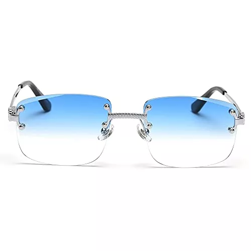 kachawoo Sonnenbrillen & Zubehör kachawoo Randlose Sonnenbrille Quadratische Farbverlauf Rahmenlose Brille Vintage Retro Brillen