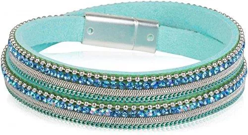 styleBREAKER Schmuck styleBREAKER Wickelarmband mit Strass, Gliederkette und Kügelchen, Magnetverschluss Armband, Damen 05040054