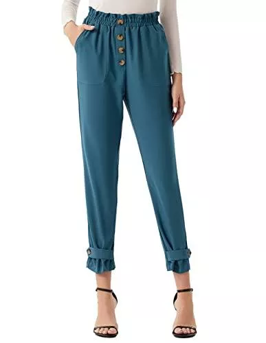 GRACE KARIN Hosen GRACE KARIN Damen High Waist Casual Hose Elastic Waist Slim Fit 9/10 Pants CLAF1011