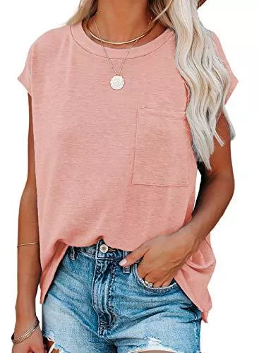Dokotoo T-Shirts Dokotoo T-Shirt Damen Sommer Oberteile Basic Kurzarm Rundhals Tee Tops Casual Loose Shirts Blusen S-XXL