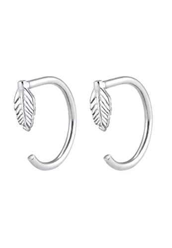 Elli Schmuck Elli Ohrringe Feder Boho Gipsy Creole 925 Sterling Silber