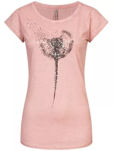 FRESH MADE T-Shirts FRESH MADE Damen T-Shirt Pusteblume LFM-156/LFM-159 mit Pailletten-Druck