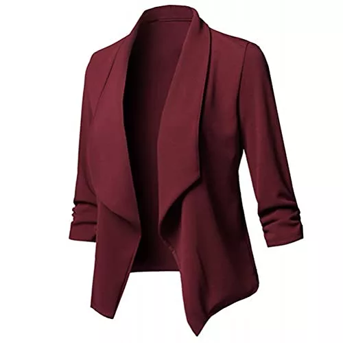Onsoyours Blazer Onsoyours Damen Elegant 3/4 Ärmel Blazer Sakko Einfarbig Slim Fit Revers Geschäft Büro Jacke Kurz Mantel Anzüge Bolero Business Jacke Blazer