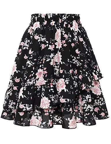 Bbonlinedress Röcke Bbonlinedress Rock Röcke Sommerrock Minirock Kurz Röcke Skirts Chiffon Rock im Sommer Damen Mädchen Basic Solide Vielseitige Dehnbar Mini Rock A-Linie Rockabilly