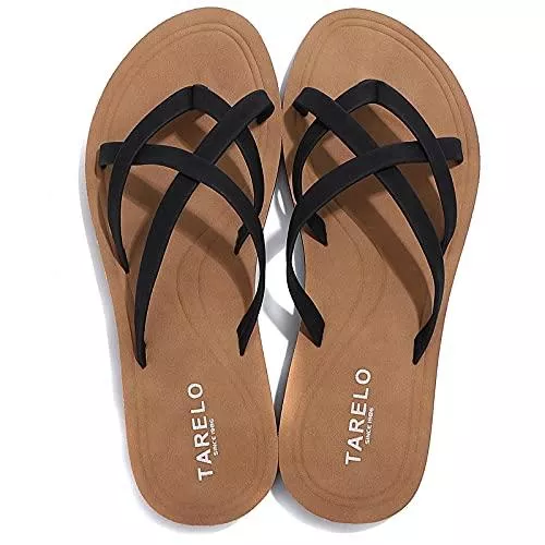 ASTERO Sandalen & Slides ASTERO Flip Flops Damen Zehentrenner Komfort Leder Clip Toe Sandalen ​Flacher Strand Sommer Hausschuhe Indoor Outdoor Größe 36-41