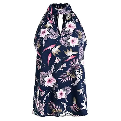 Ejoyous Ärmellose Blusen Damen Ärmellose Tank Top Neckholder Chiffon Bluse T Shirt Lose Bluse Elegant Weste Sommer Tops Shirts Sommer Oberteile