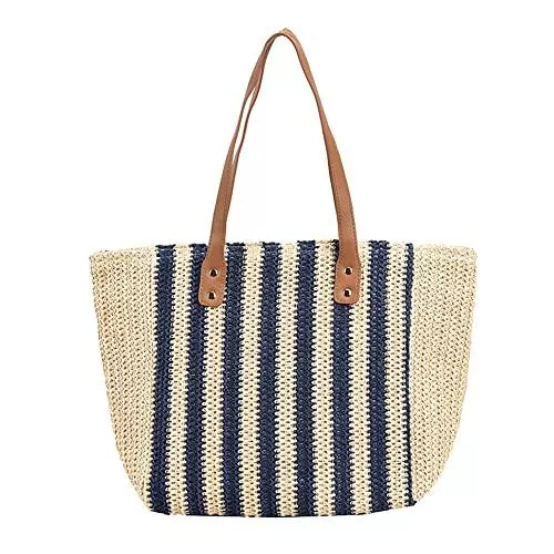 Hixingo Taschen & Rucksäcke Hixingo Strohtaschen Damen Groß Kapazität Strandtasche Stroh Totes Taschen, Mode Sommer Boho Strand Gewebte Tasche Frauen Schultertaschen, Strohsack für Reisen und Urlaub