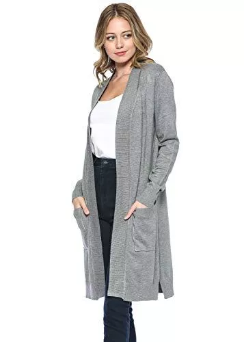 Urban Look Strickjacken Urban Look Damen Langarm Klassisch Offene Front Knit Lange Strickjacke