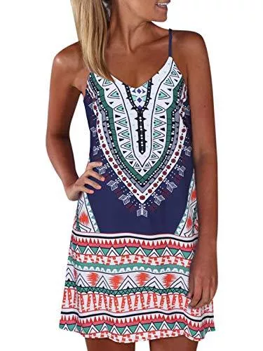 ZANZEA Freizeit ZANZEA Damen Kurzarm T-Shirt Kleider Rundhals Mini Kleider Bunte Lose Tank Tops