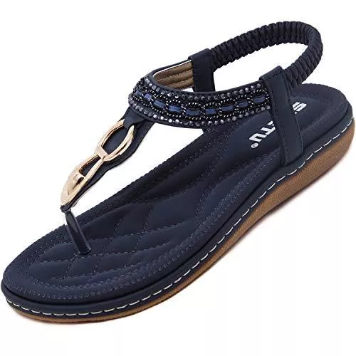 Acfoda Sandalen & Slides Acfoda Flache Sandalen Damen Sommer Freizeit Zehentrenner mit Weiche Fußbett, Gr.35-45