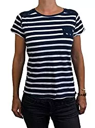 Superdry T-Shirts Superdry Damen T-Shirt Super Sewn Stripe Pocket Tee blau