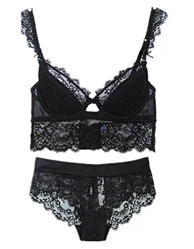 ZUKULIFE Unterwäsche & Dessous ZUKULIFE Damen Dünn Abnehmbare Push Up Bralette Spitzen Balconette BH Set