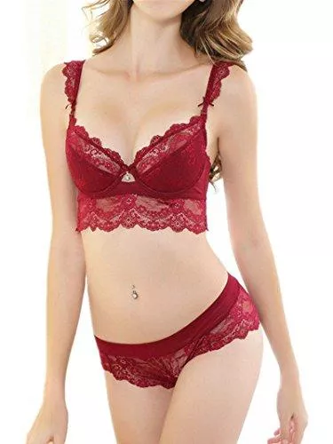 ZUKULIFE Unterwäsche & Dessous ZUKULIFE Damen Dünn Abnehmbare Push Up Bralette Spitzen Balconette BH Set