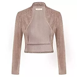 Belle Poque Strickjacken Belle Poque Damen Langarm Open Front Bolero Festlich Blazer Bolerojacke Schulterjacke Cardigan Top BP788