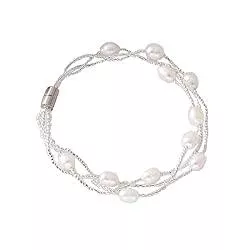 SUQINGDA Schmuck SUQINGDA Hochwertige Damen-Armband, Echte Perlenarmbänder Süßwasser, 3-Lagiges Perlen Armband, Weiße Perlen und Rosa Perlen Modeschmuck für Damen
