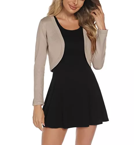 Enjoyoself Strickjacken Enjoyoself Damen Bolero Elegante Festliche Kurze Strickjacke Leicht Langarm Offener Cardigan zum Kleid Top