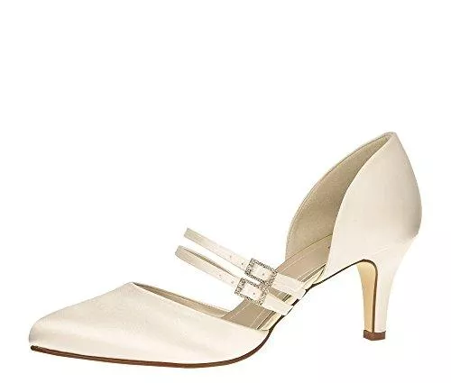 Rainbow Club High Heels Rainbow Club Brautschuhe Misty - Pumps Ivory Satin - Tanzschuhe mit Riemchen