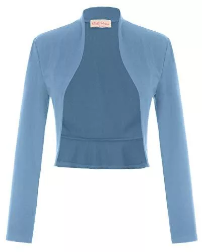Belle Poque Strickjacken Belle Poque Damen Langarm Open Front Bolero Festlich Blazer Bolerojacke Schulterjacke Cardigan Top BP788