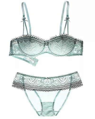Nature Unterwäsche & Dessous Nature Damen Dünn Abnehmbare Push Up Bralette Spitzen Balconette BH Set