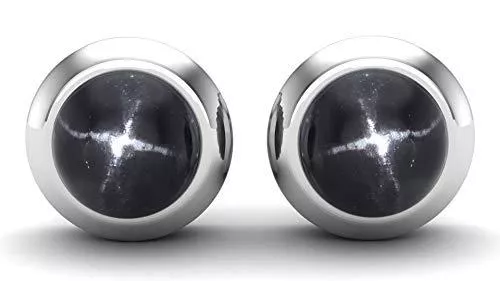 Gemshiner Schmuck Gemshiner Black Star Diopside Runde Ohrstecker mit 925 Sterling Silber für Frauen und Mädchen