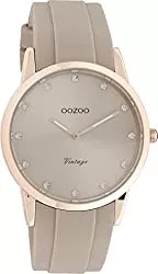 Oozoo Uhren Oozoo Vintage Damen Armbanduhr mit Silikonarmband und zwölf Cubic Zirkonia 38 MM Durchmesser in verschiedenen Variationen